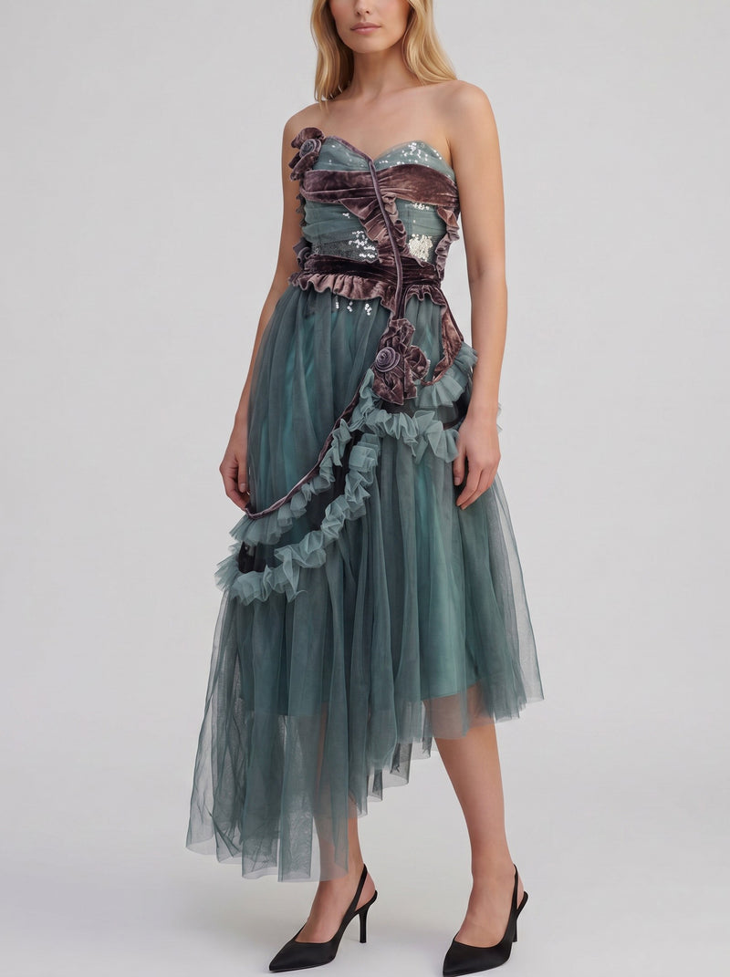 Maison Margiela x Pendleton Ruffled Tulle Midi Dress CVM26.1.13  Margiela 