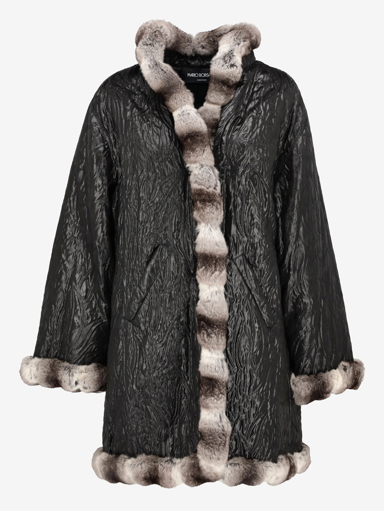 Mario Borsato Textured Coat with Faux Fur Inserts CVM26.6.32  Mario Borsato 