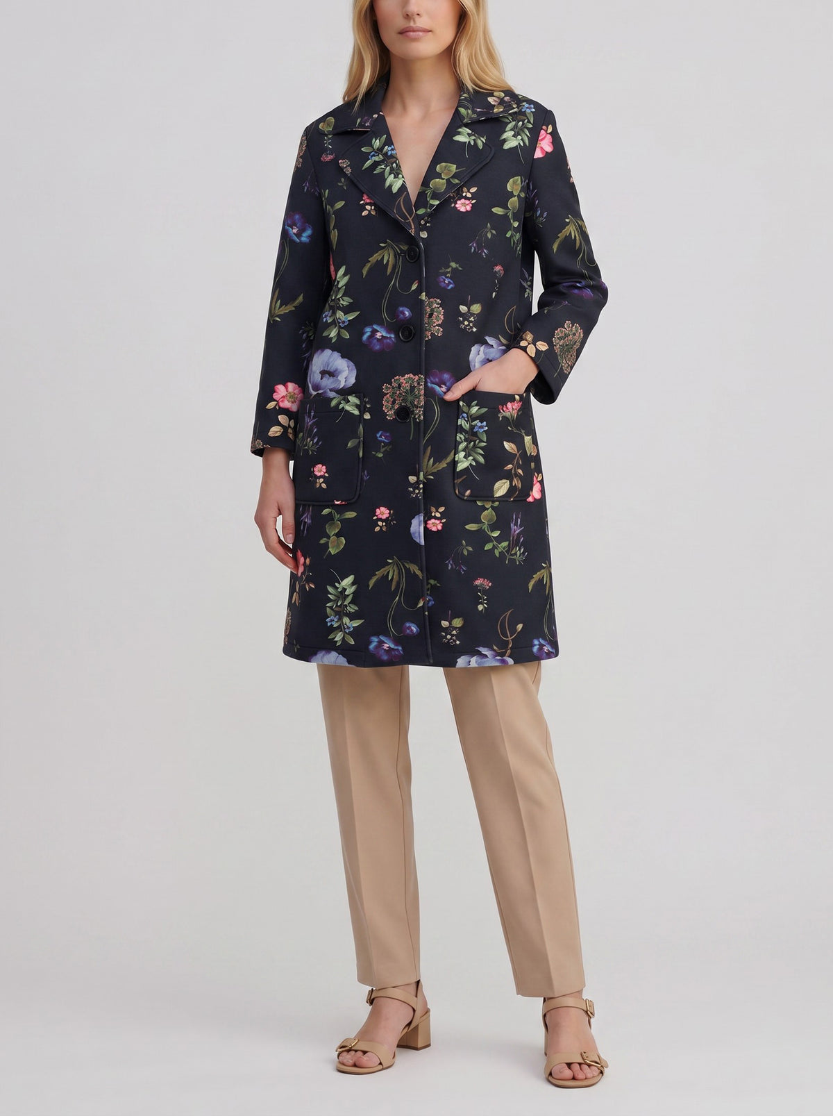 Max & Co. Vintage Floral Textured Long Coat CVM26.22.17  Max & Co 