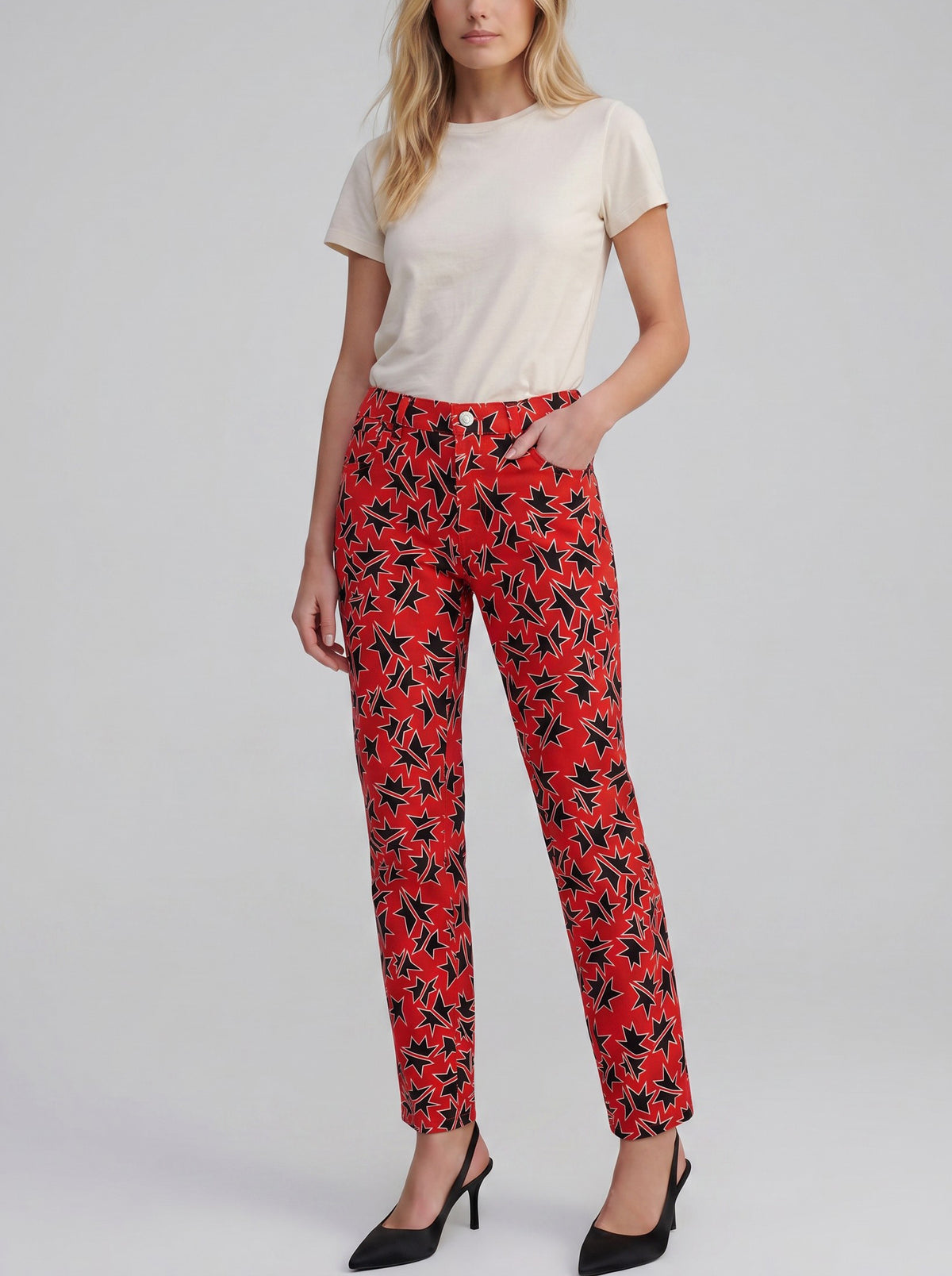 Miu Miu Star Print Low-Rise Trousers BR3003.3  Miu Miu 