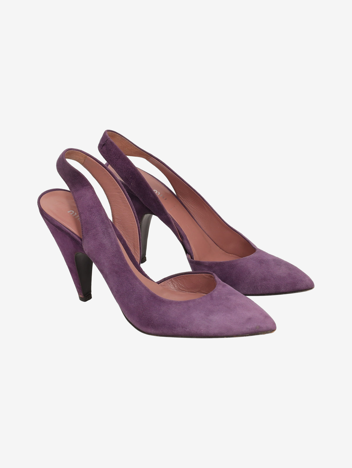 Miu Miu Purple Suede Pointed-Toe Heels W2926.48  Miu Miu 