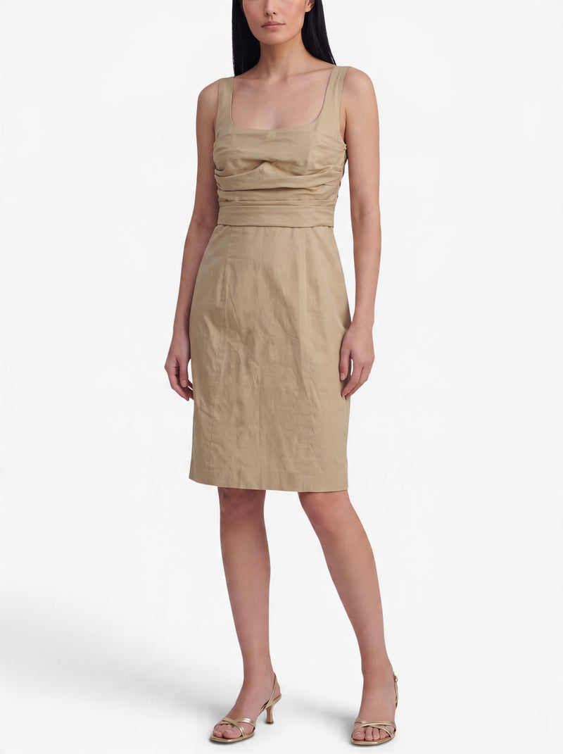 Moschino Cheap and Chic Beige Cotton Midi Dress W191026.27  Moschino 
