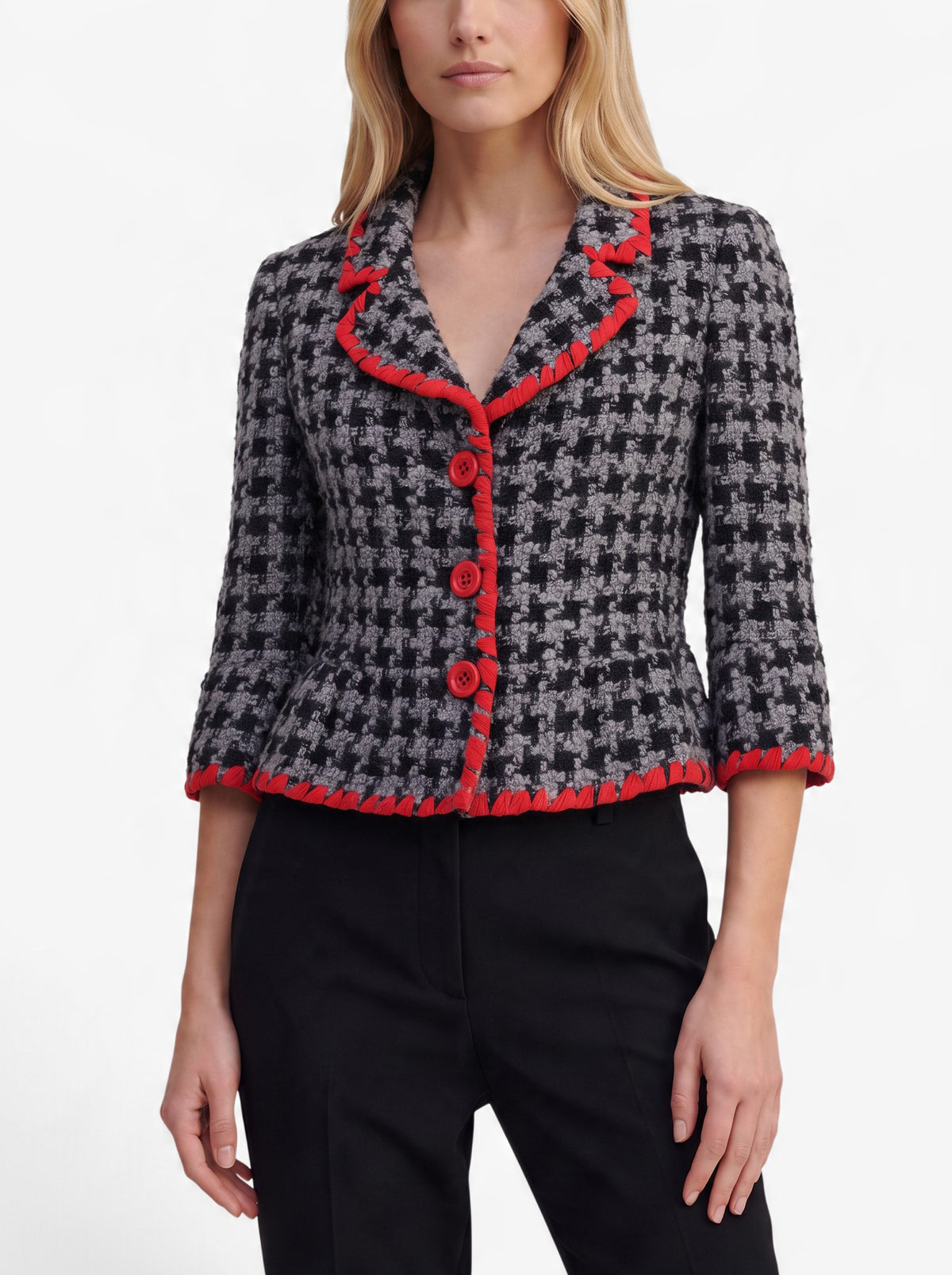 Moschino Cheap and Chic Cropped Wool-Blend Check Jacket W191026.28  Moschino 
