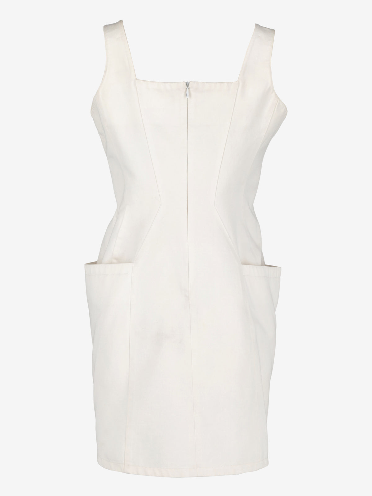 Mugler Vintage White Geometric Cotton Mini Dress W140926.2  Mugler 