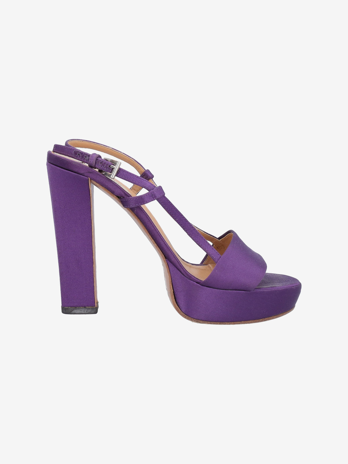Prada Purple Satin Platform Sandals W191026.1  Prada 