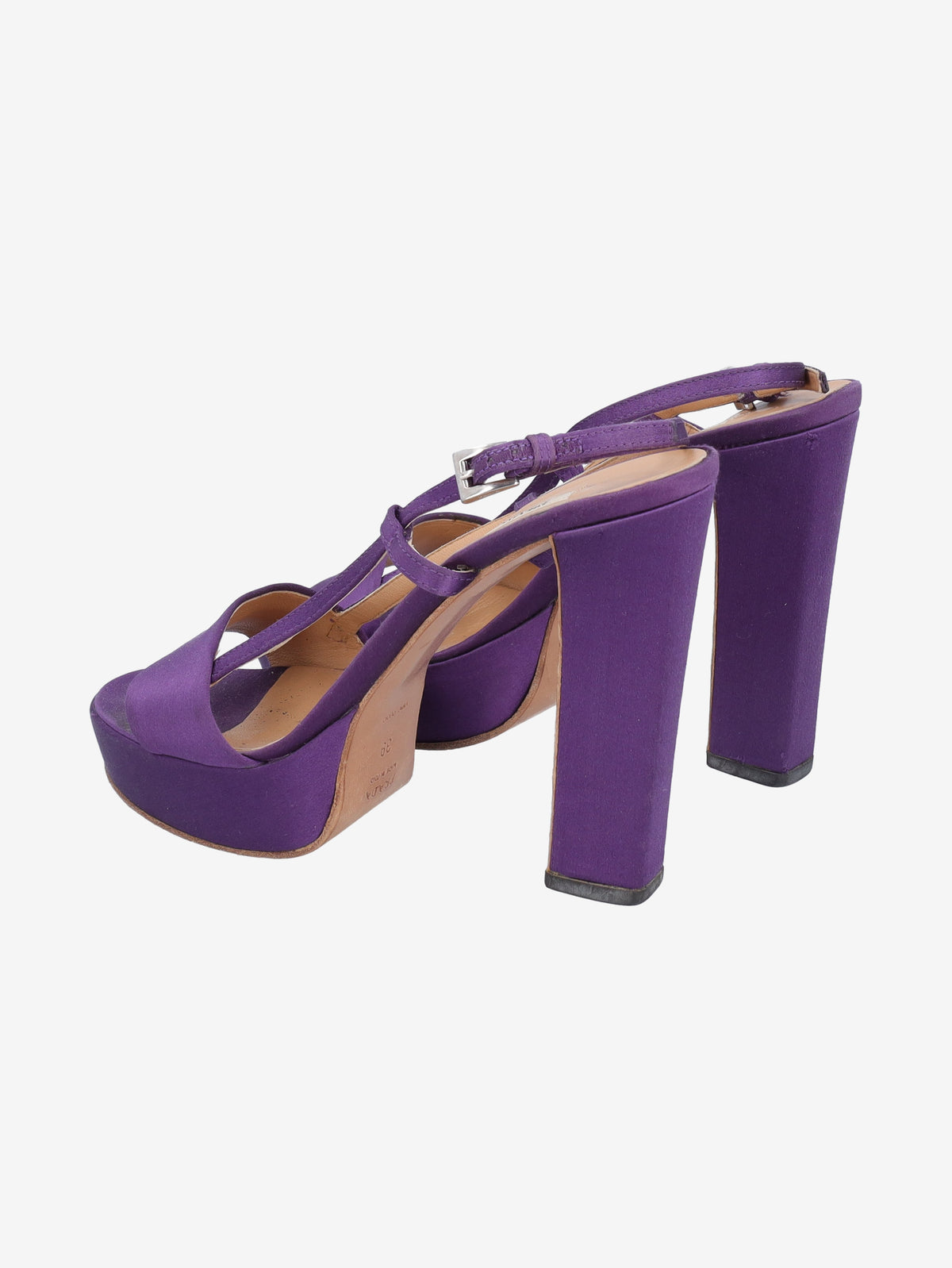 Prada Purple Satin Platform Sandals W191026.1  Prada 
