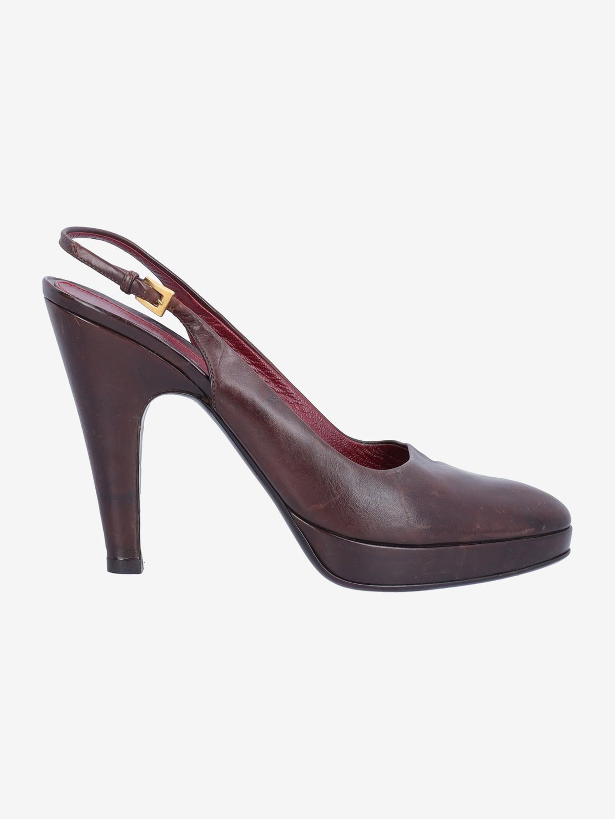Prada Brown Leather Slingback Heels W191026.2  Prada 