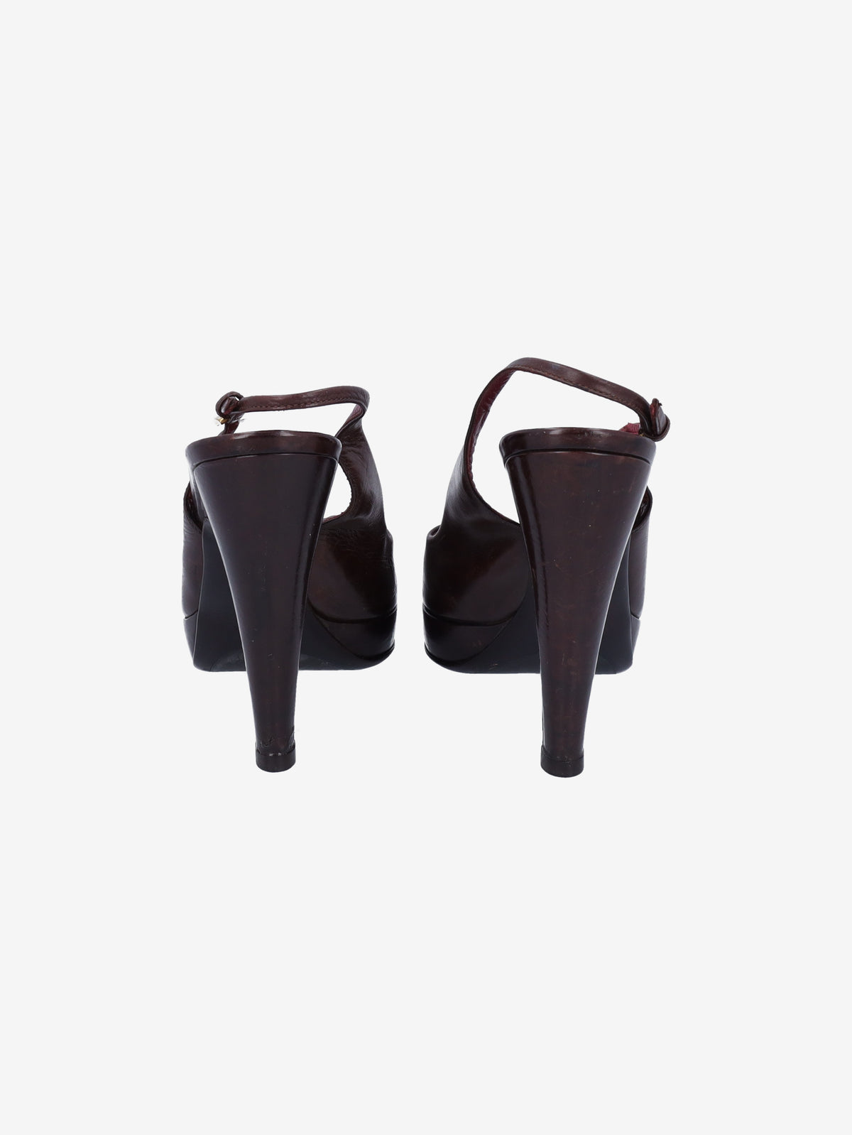 Prada Brown Leather Slingback Heels W191026.2  Prada 