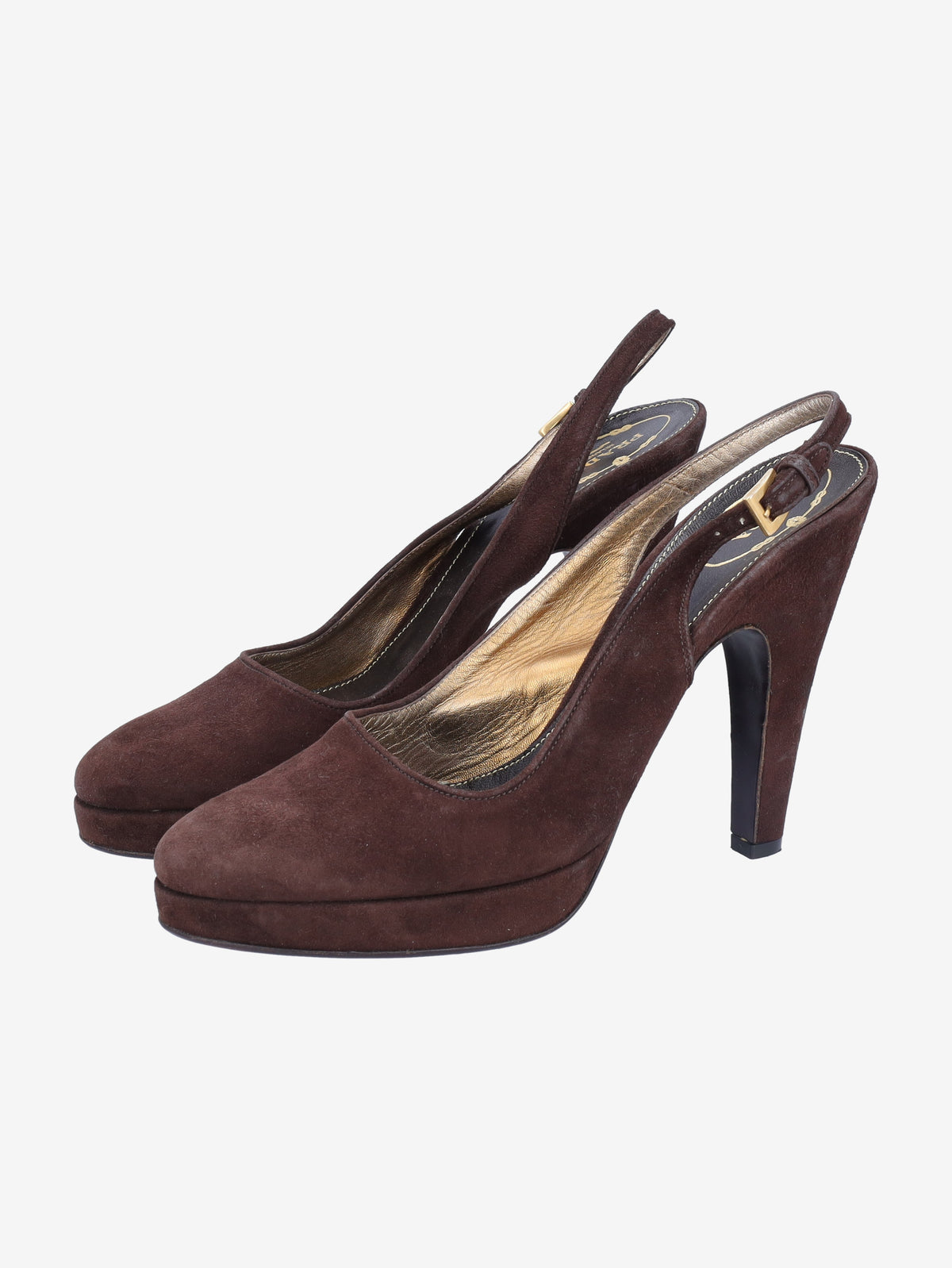 Prada Brown Suede Slingback Heels W191026.3  Prada 