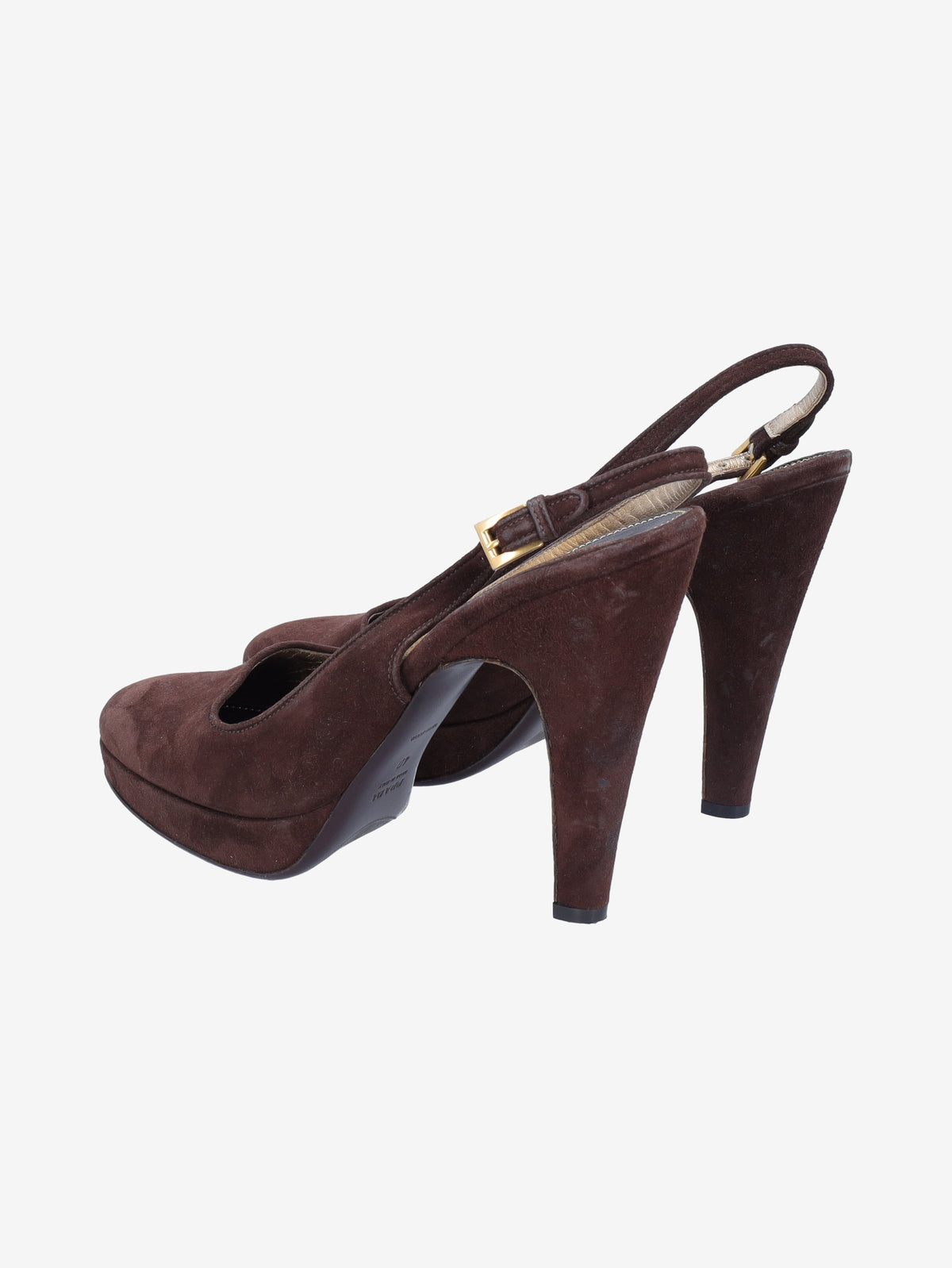 Prada Brown Suede Slingback Heels W191026.3  Prada 
