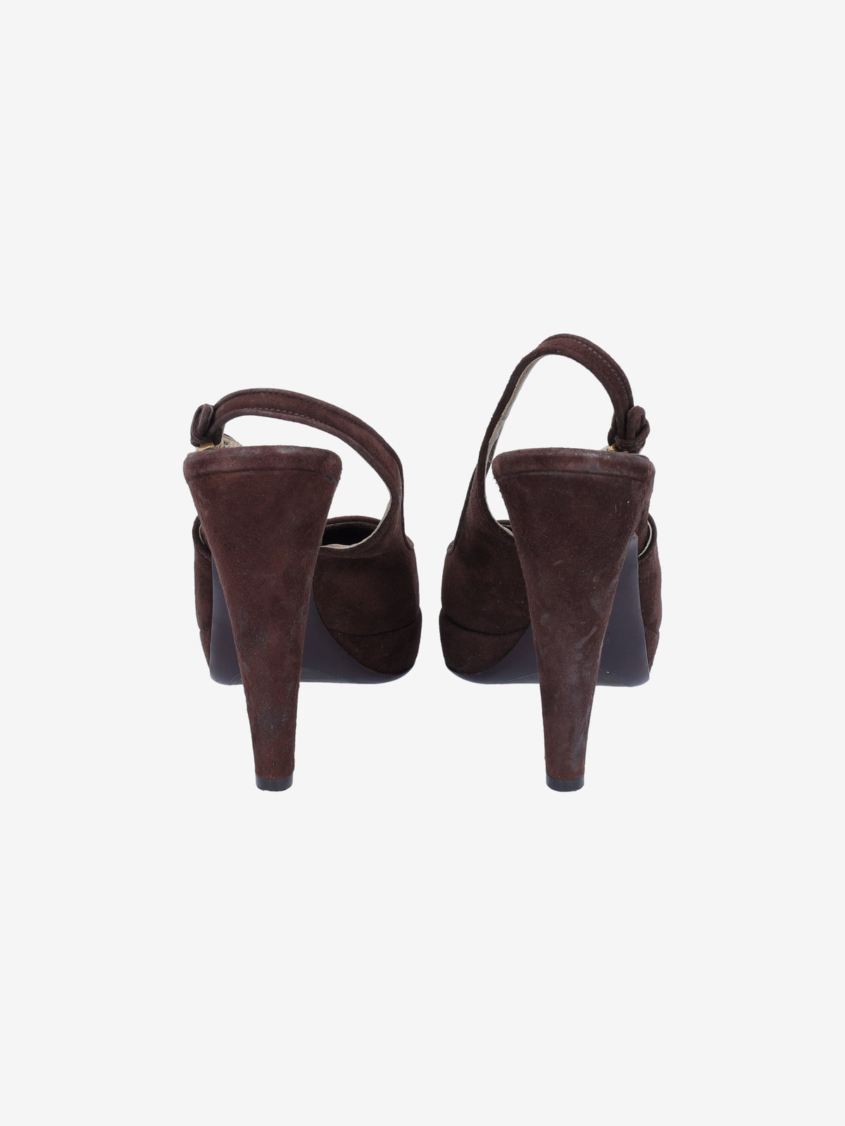 Prada Brown Suede Slingback Heels W191026.3  Prada 