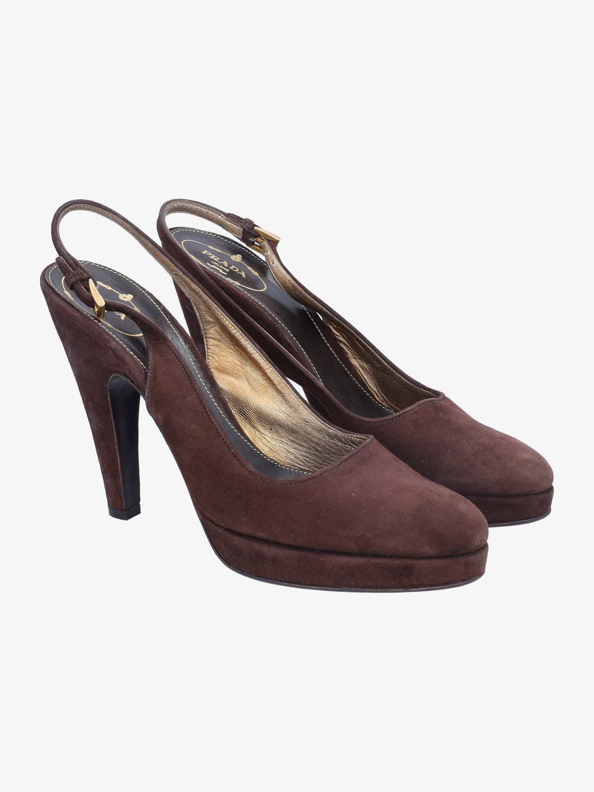 Prada Brown Suede Slingback Heels W191026.3  Prada 