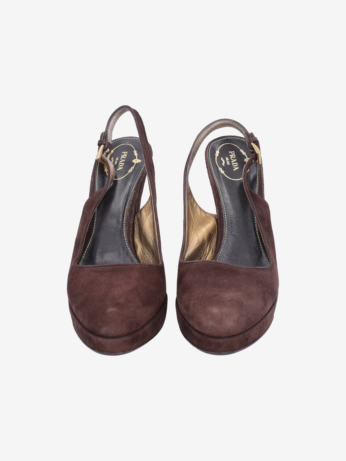 Prada Brown Suede Slingback Heels W191026.3  Prada 