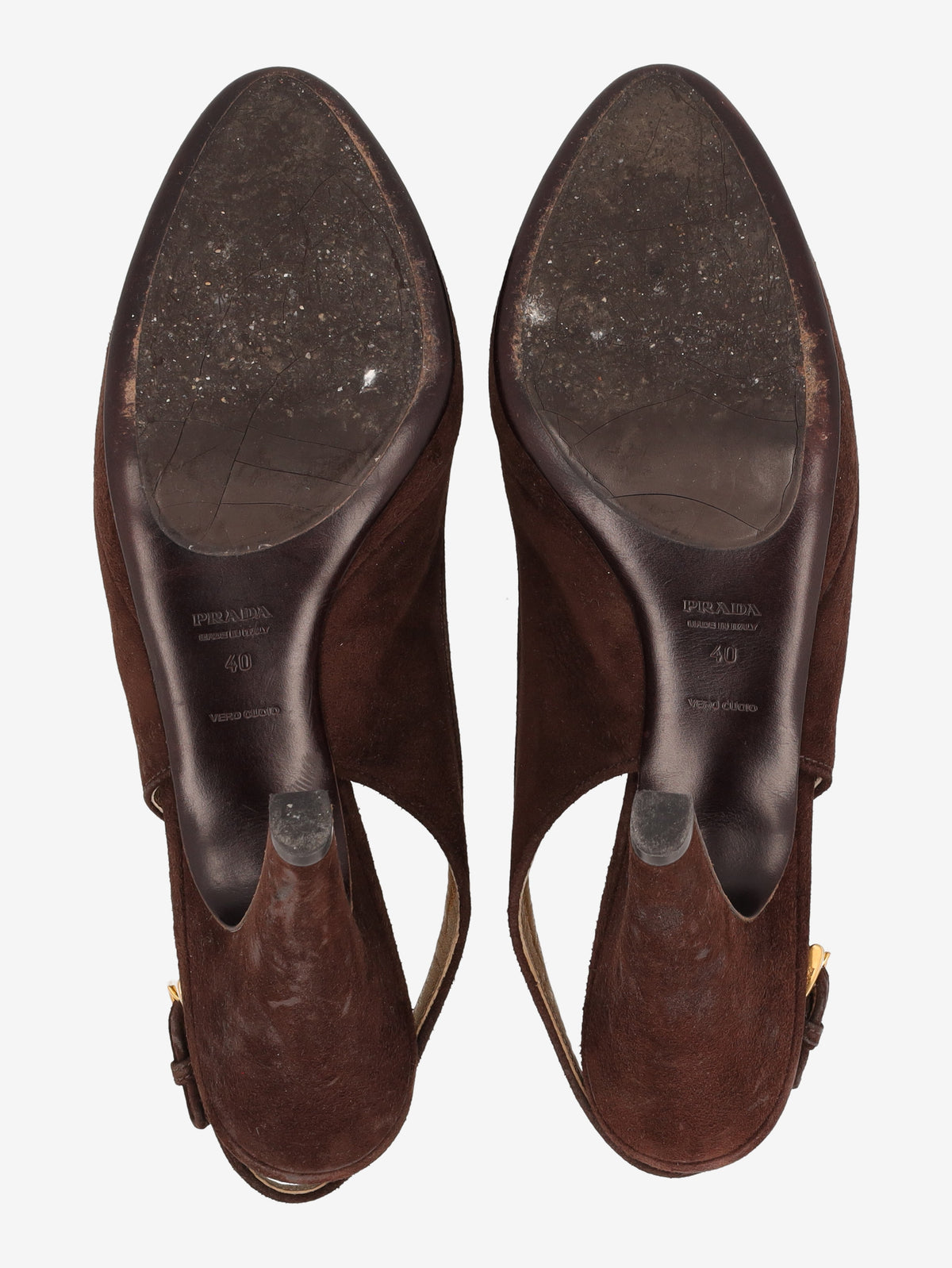 Prada Brown Suede Slingback Heels W191026.3  Prada 