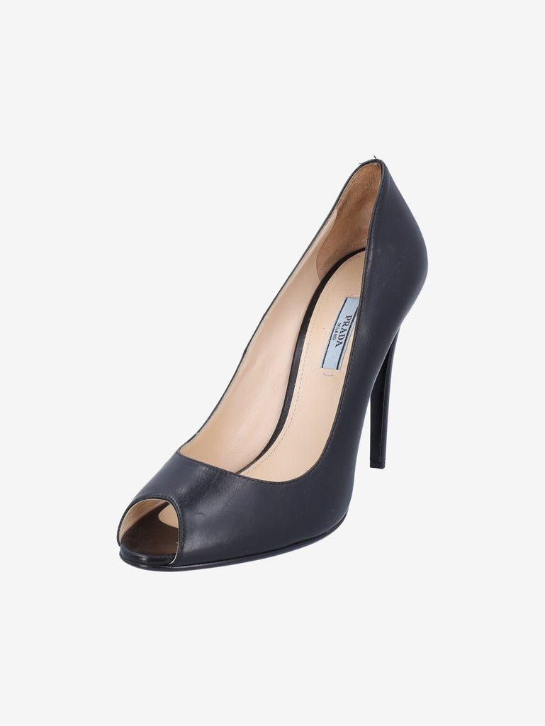 Prada Classic Black Leather Peep-Toe Pumps W191026.4  Prada 