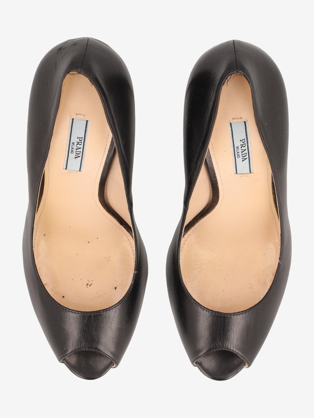 Prada Classic Black Leather Peep-Toe Pumps W191026.4  Prada 