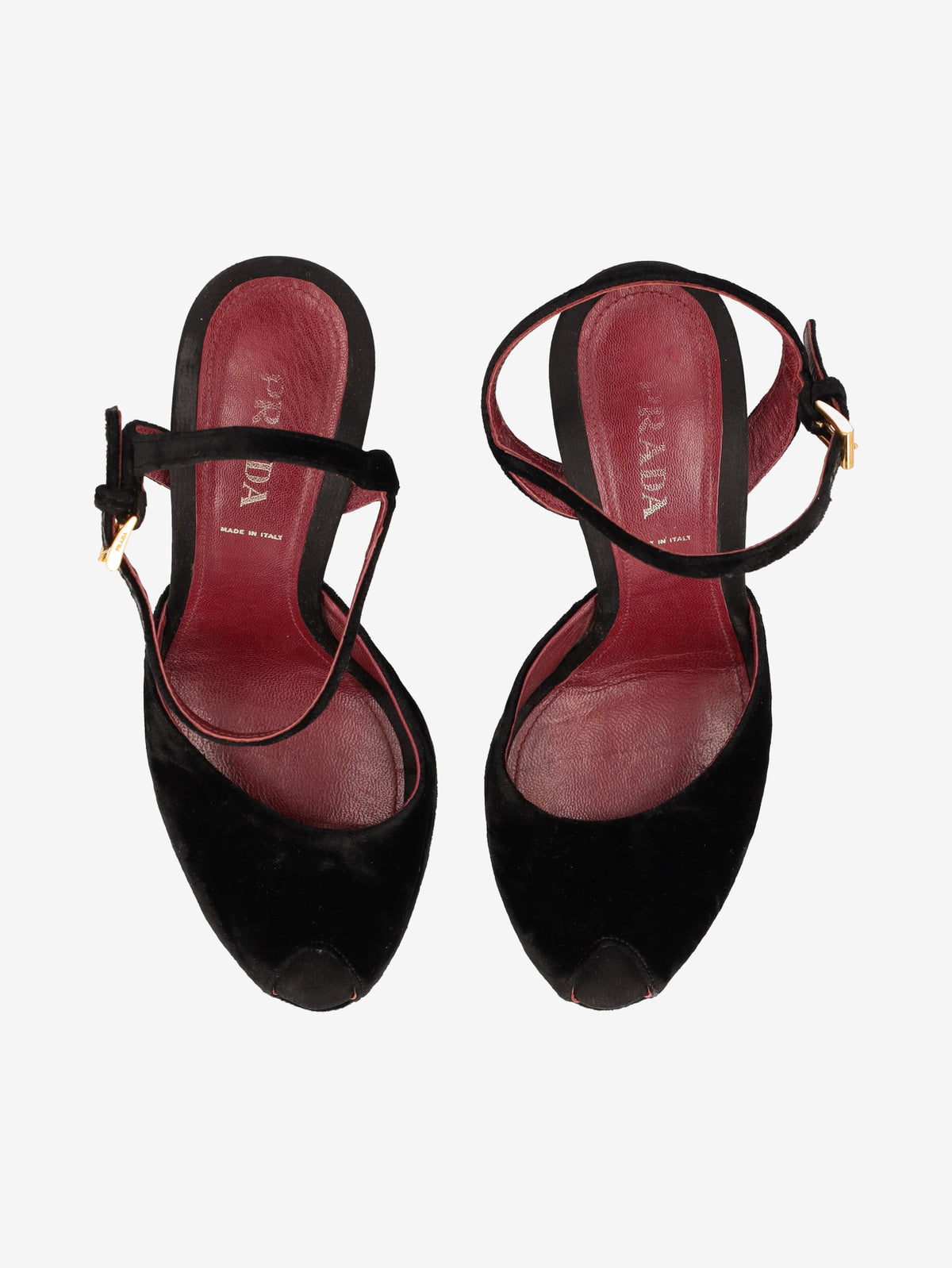 Prada Black Velvet-Effect Heeled Shoes W2926.44  Prada 