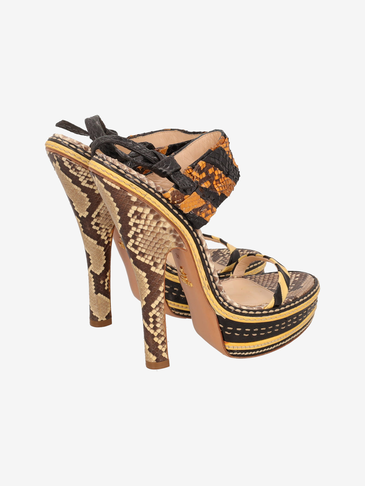 Prada Spring/Summer 2009 Runway Patchwork Python Platform Sandals W2926.46  Prada 