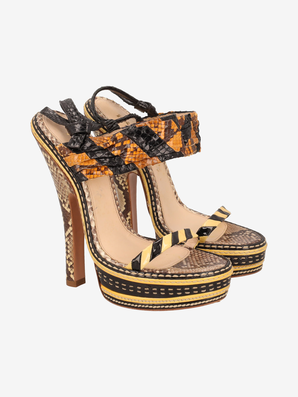 Prada Spring/Summer 2009 Runway Patchwork Python Platform Sandals W2926.46  Prada 