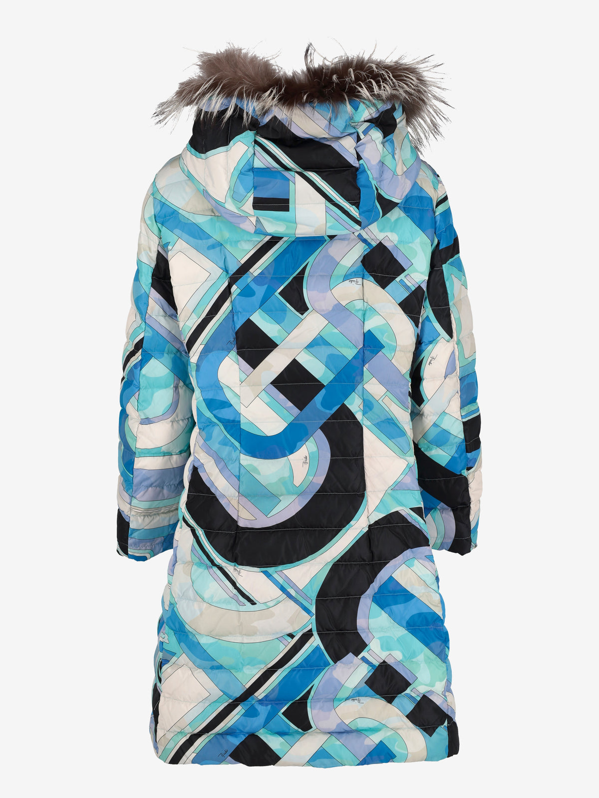 Emilio Pucci Printed Puffer Coat with Fur-Trim Hood CVM26.22.2  Pucci 