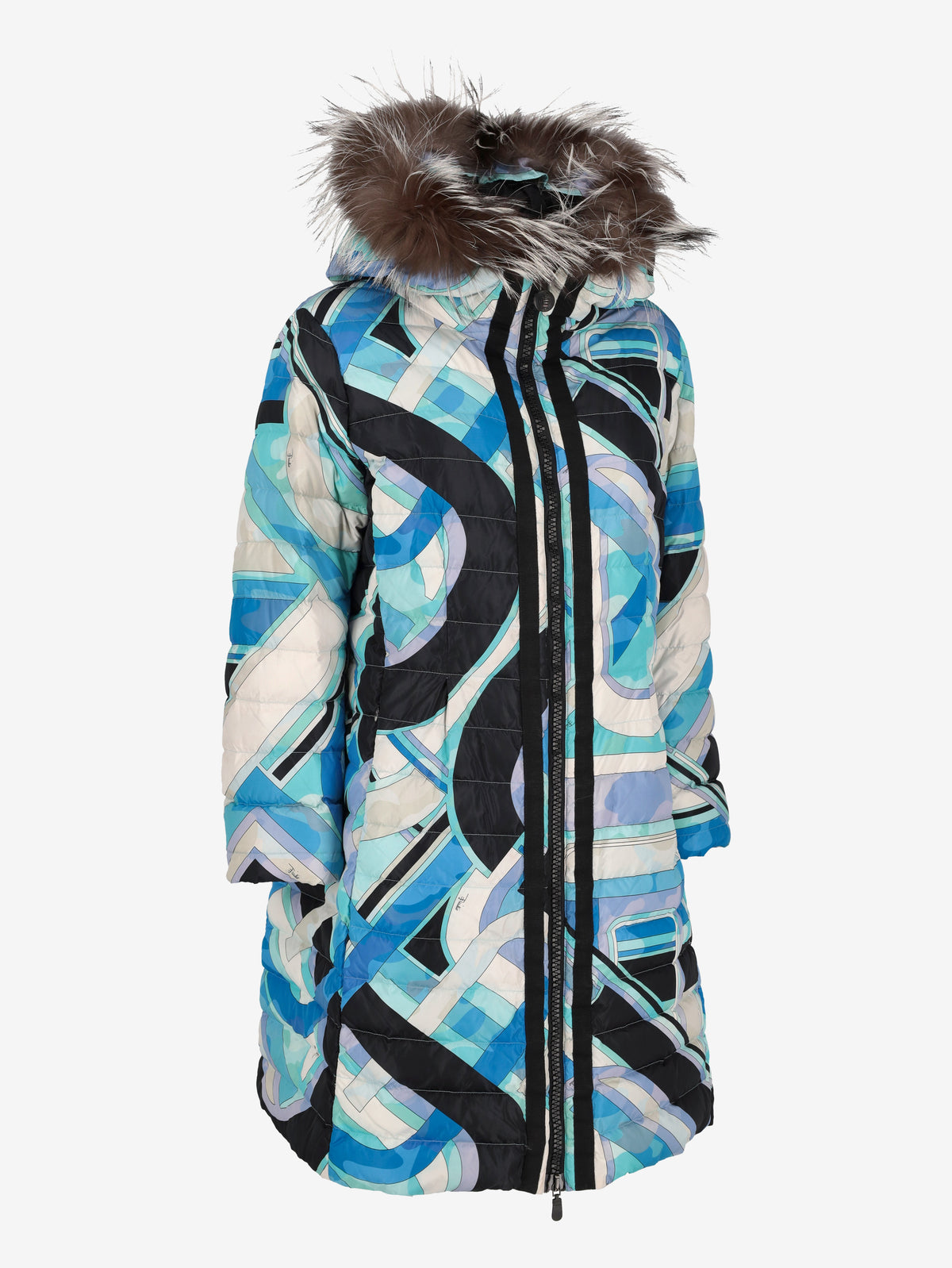 Emilio Pucci Printed Puffer Coat with Fur-Trim Hood CVM26.22.2  Pucci 