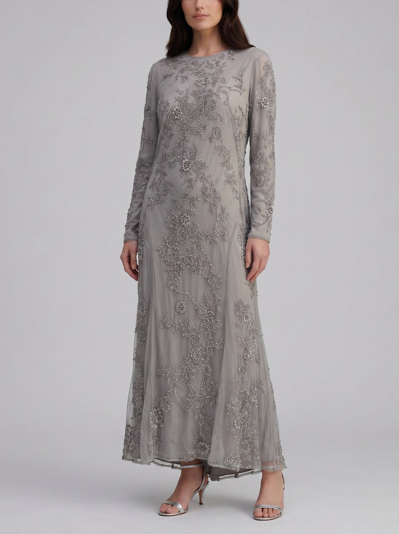 Ralph Lauren Embroidered Tulle & Silk Evening Gown CVM26.22.58  Ralph Lauren 