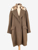 Romeo Gigli Vintage Dark Brown Wool Coat with Leopard-Print Collar WCV1004344  Romeo Gigli 