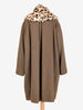 Romeo Gigli Vintage Dark Brown Wool Coat with Leopard-Print Collar WCV1004344  Romeo Gigli 