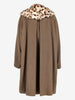 Romeo Gigli Vintage Dark Brown Wool Coat with Leopard-Print Collar WCV1004344  Romeo Gigli 