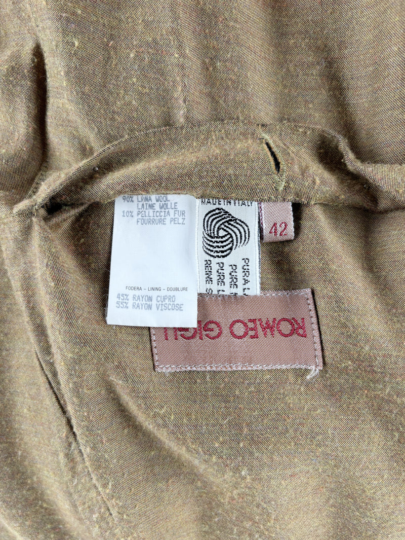 Romeo Gigli Vintage Dark Brown Wool Coat with Leopard-Print Collar WCV1004344  Romeo Gigli 