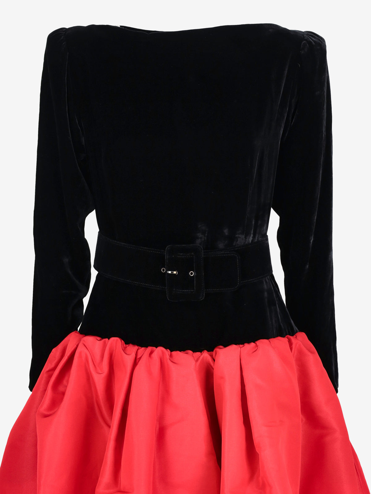 Yves Saint Laurent Rive Gauche FW 1988-89 Black Velvet & Red Faille Ballgown W2926.1  Yves Saint Laurent 
