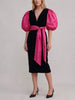 Yves Saint Laurent Rive Gauche FW 1984-85 Velvet and Fuchsia Taffeta Cocktail Dress W2926.2  Yves Saint Laurent 