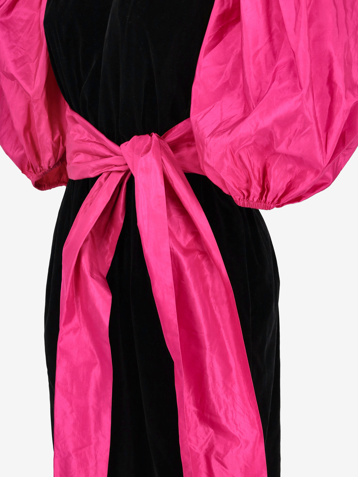 Yves Saint Laurent Rive Gauche FW 1984-85 Velvet and Fuchsia Taffeta Cocktail Dress W2926.2  Yves Saint Laurent 