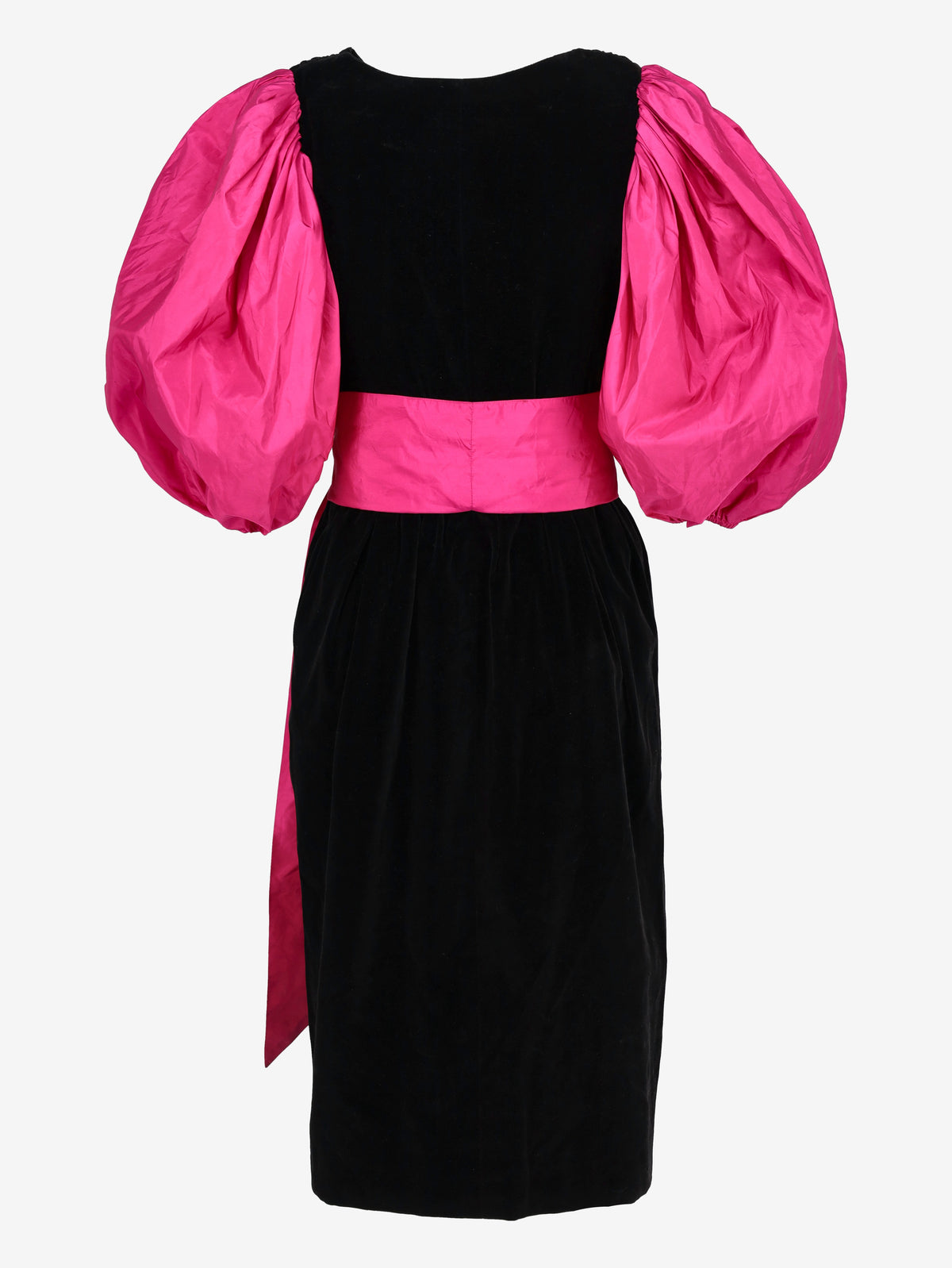 Yves Saint Laurent Rive Gauche FW 1984-85 Velvet and Fuchsia Taffeta Cocktail Dress W2926.2  Yves Saint Laurent 