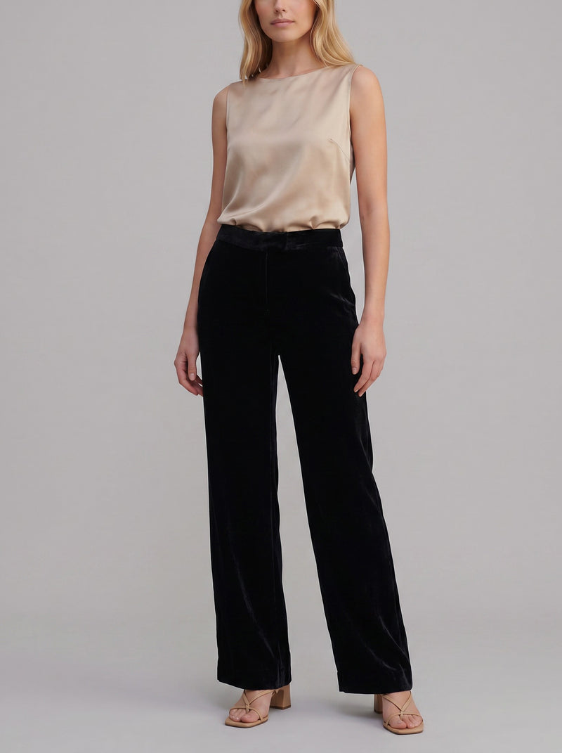 Salvatore Ferragamo Velvet-Effect Wide-Leg Trousers CVM26.8.6  Salvatore Ferragamo 