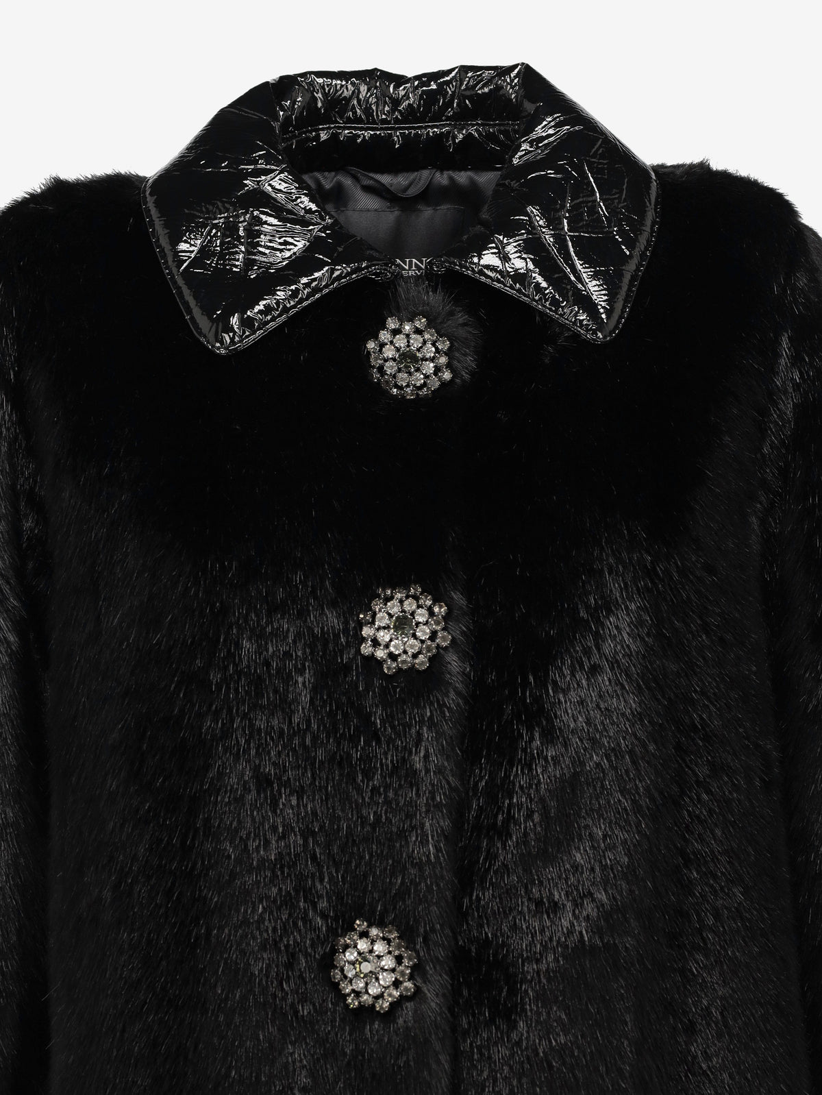 Ermanno Scervino Faux Fur Coat with Jewel Buttons CVM26.22.40  Ermanno Scervino 