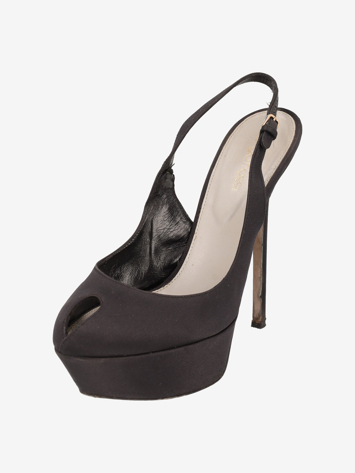 Sergio Rossi Black Satin Platform Pumps W6826.6  Sergio Rossi 