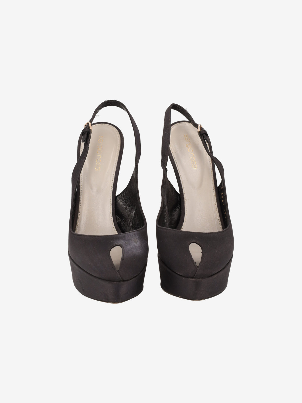 Sergio Rossi Black Satin Platform Pumps W6826.6  Sergio Rossi 