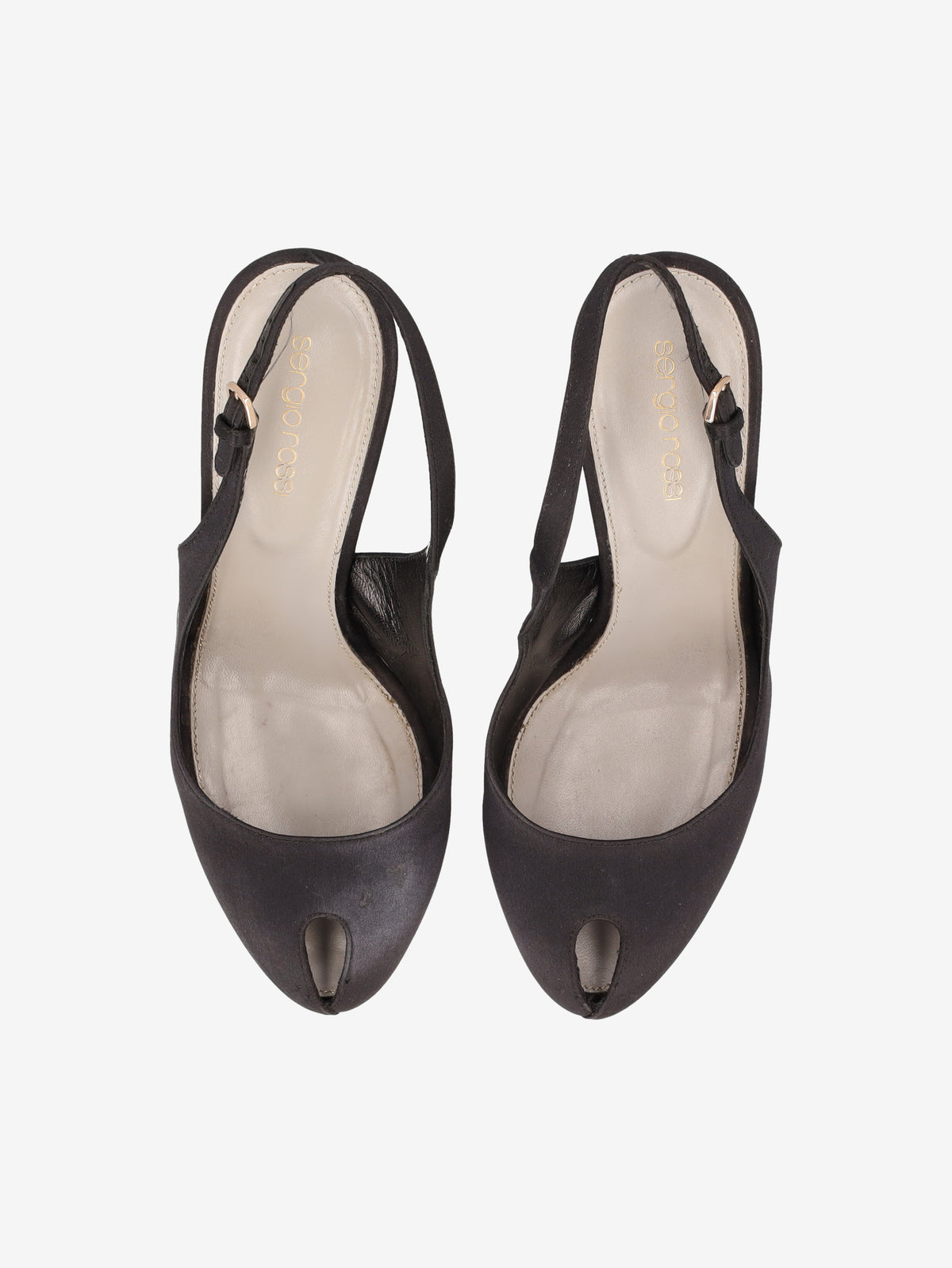 Sergio Rossi Black Satin Platform Pumps W6826.6  Sergio Rossi 