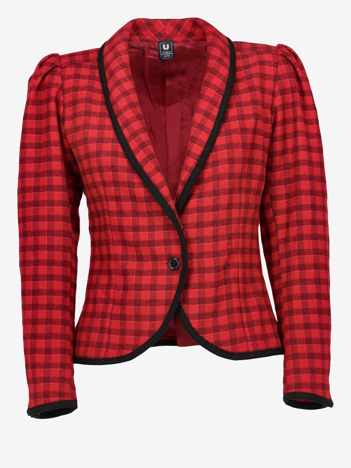 Ungaro Checked Wool Jacket with Black Trim W2926.15  Ungaro 