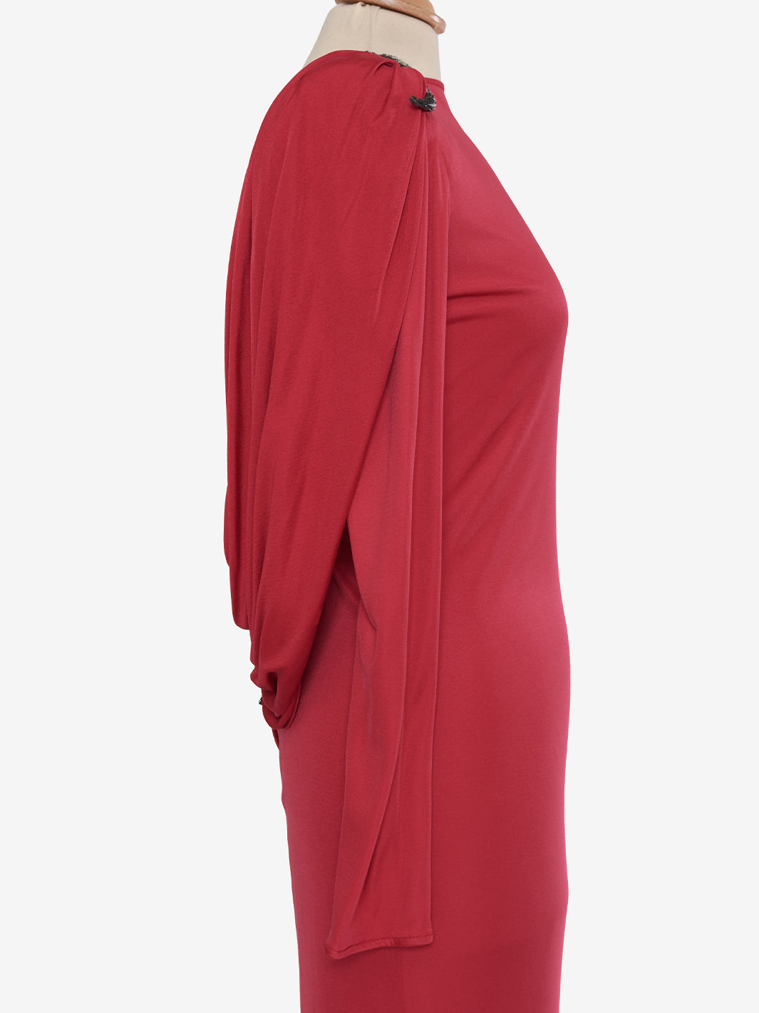 Valentino Boutique Dress with drape and silver leaf embroidery - '80s AR002  Valentino 