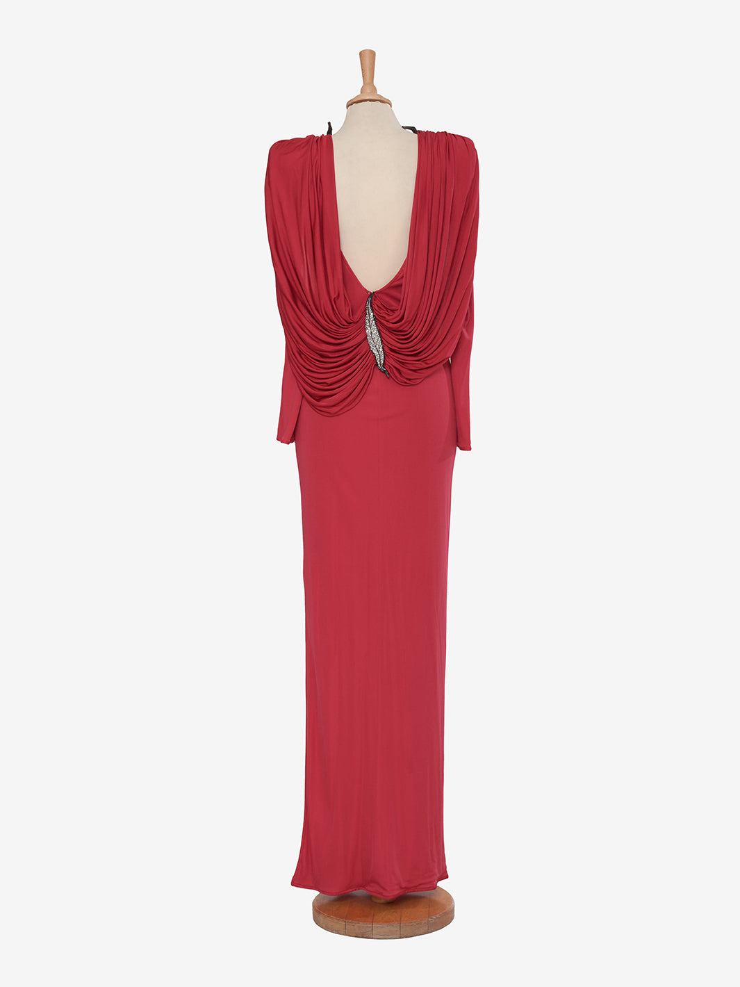 Valentino Boutique Dress with drape and silver leaf embroidery - '80s AR002  Valentino 