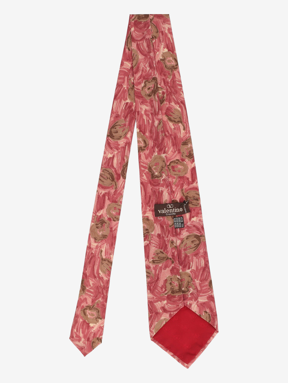 Valentino Red Silk Tie with Painted Floral Motif MU260921.104  Valentino 