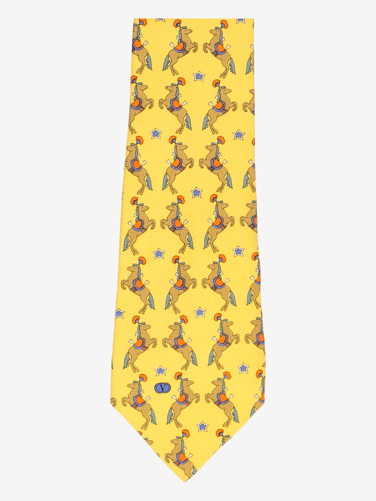 Valentino Yellow Tie with Horse and Star Motif MU260921.94  Valentino 