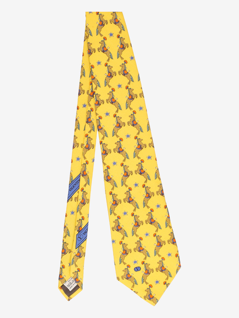 Valentino Yellow Tie with Horse and Star Motif MU260921.94  Valentino 