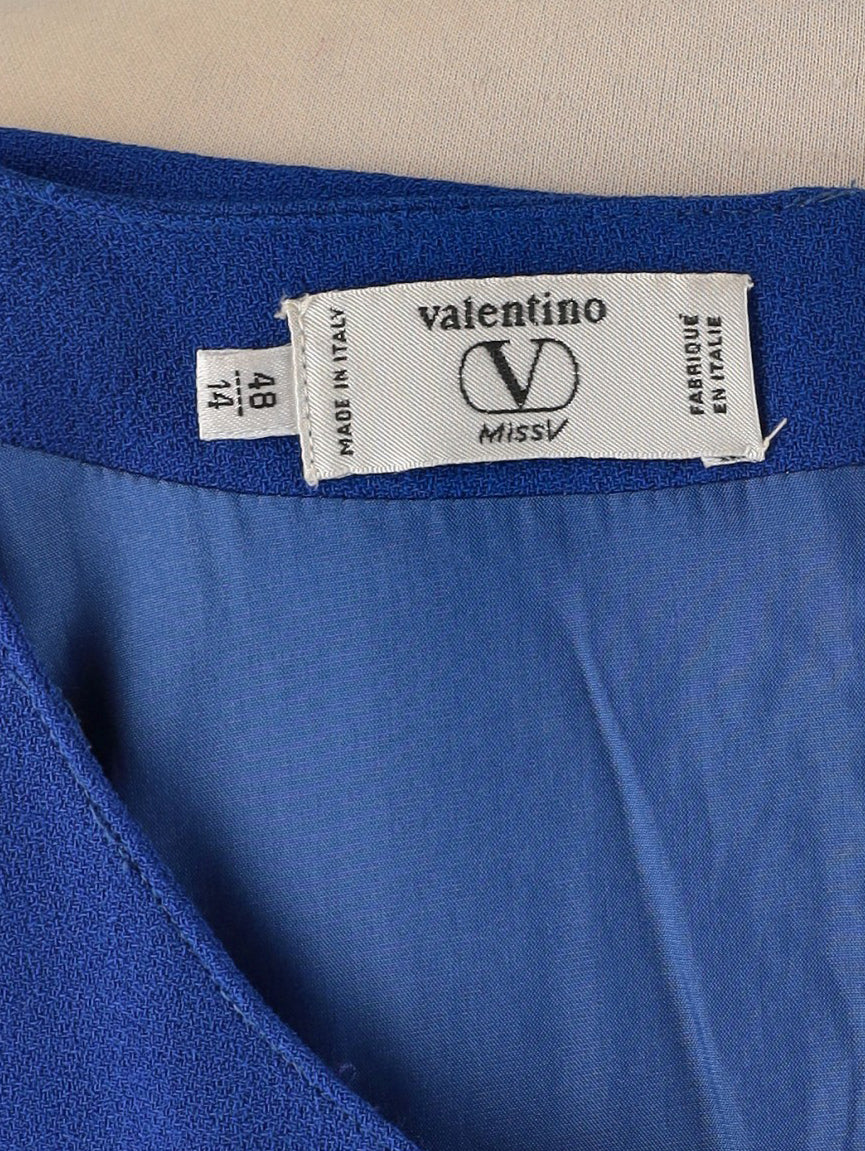 Valentino Vintage Blue Wool Midi Dress with Tortoise Buttons W150926.2  Valentino 