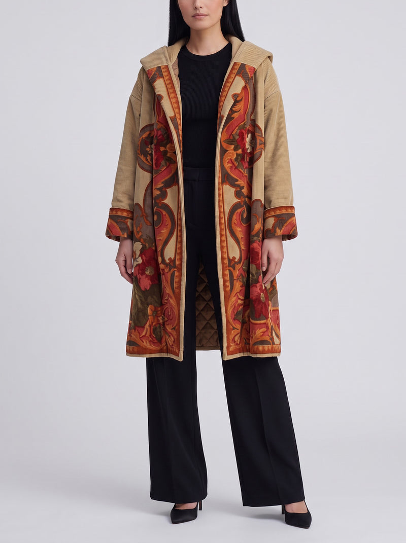 Valentino Vintage Oversized Corduroy Coat with Baroque Motifs W27526.199  Valentino 