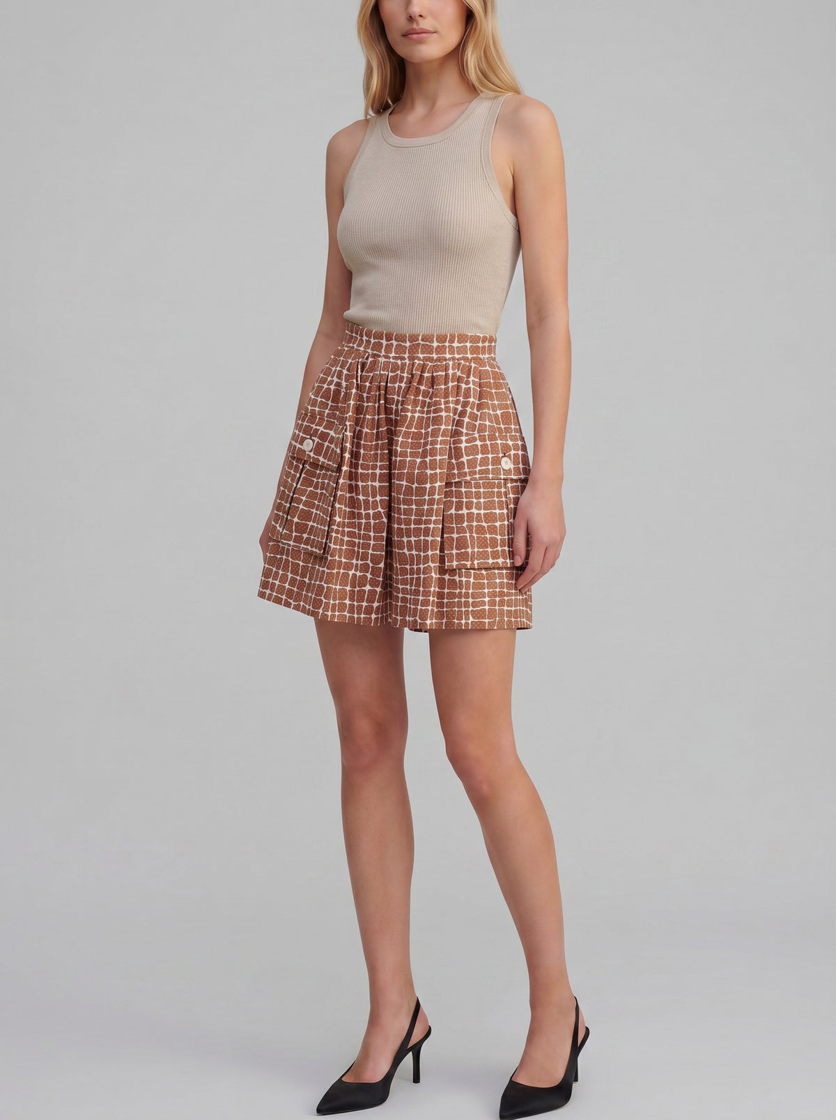 Valentino Textured Checked Trouser Skirt MR260725.89  Valentino Boutique 