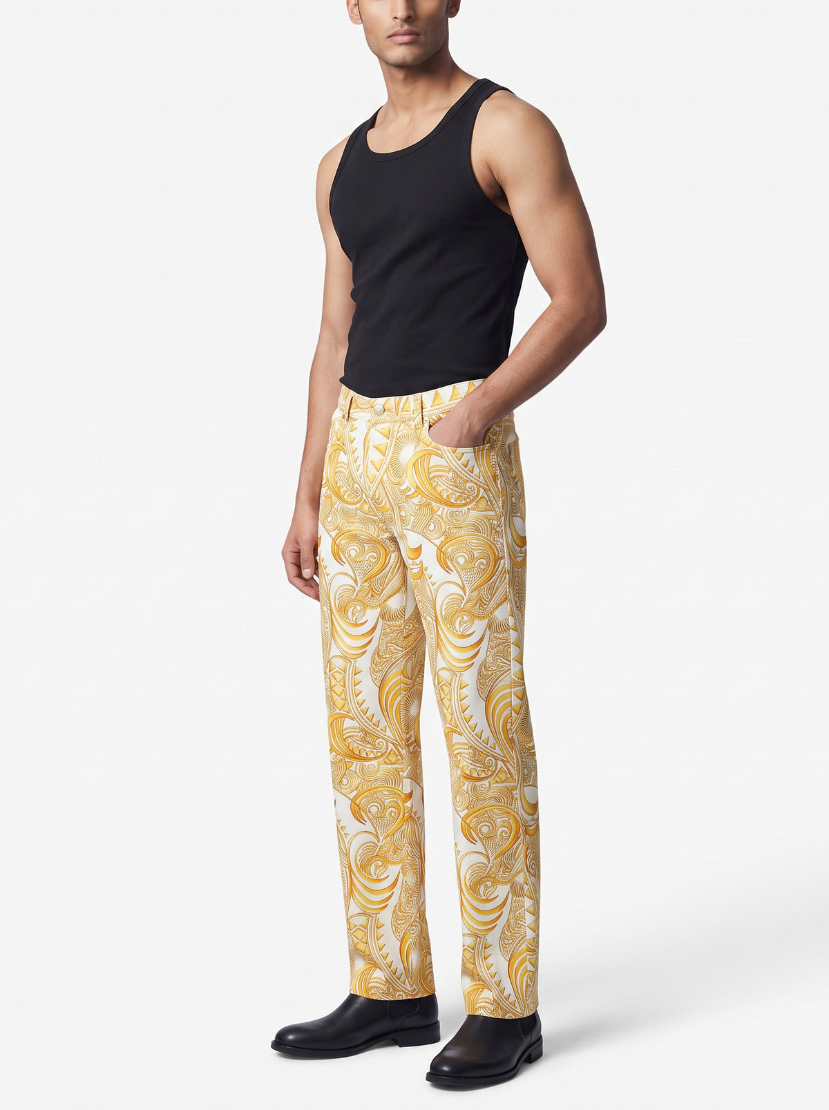 Versace Vintage Slim-Fit Patterned Cotton Jeans MR12926.20  Versace Jeans 