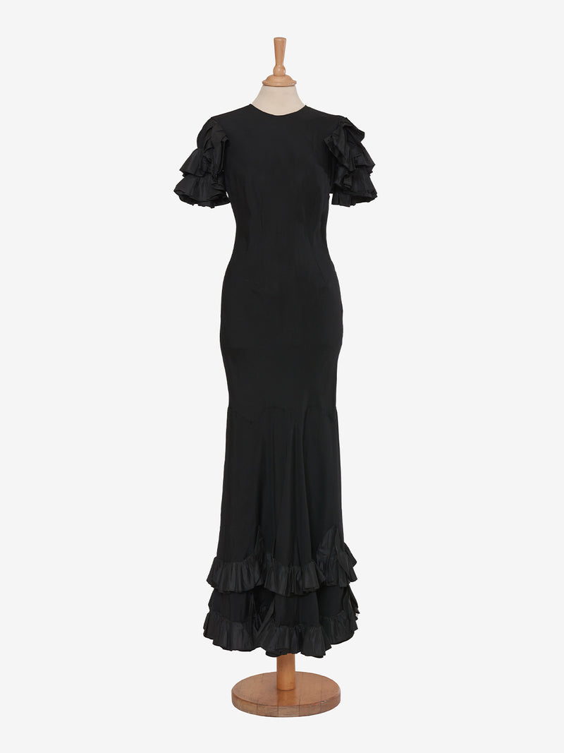 Vintage ruffle taffetà dress - '36s AR003  Vintage 
